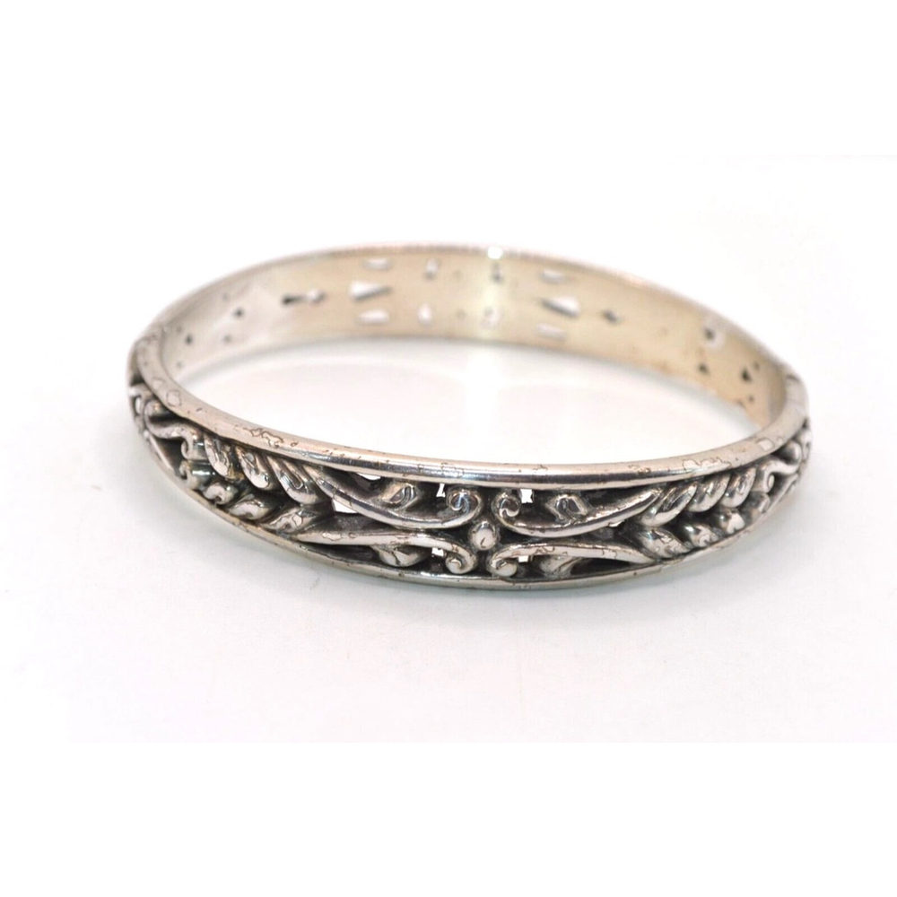 Brighton Silver Plated Scrollwork Hinged Bangle B… - image 3